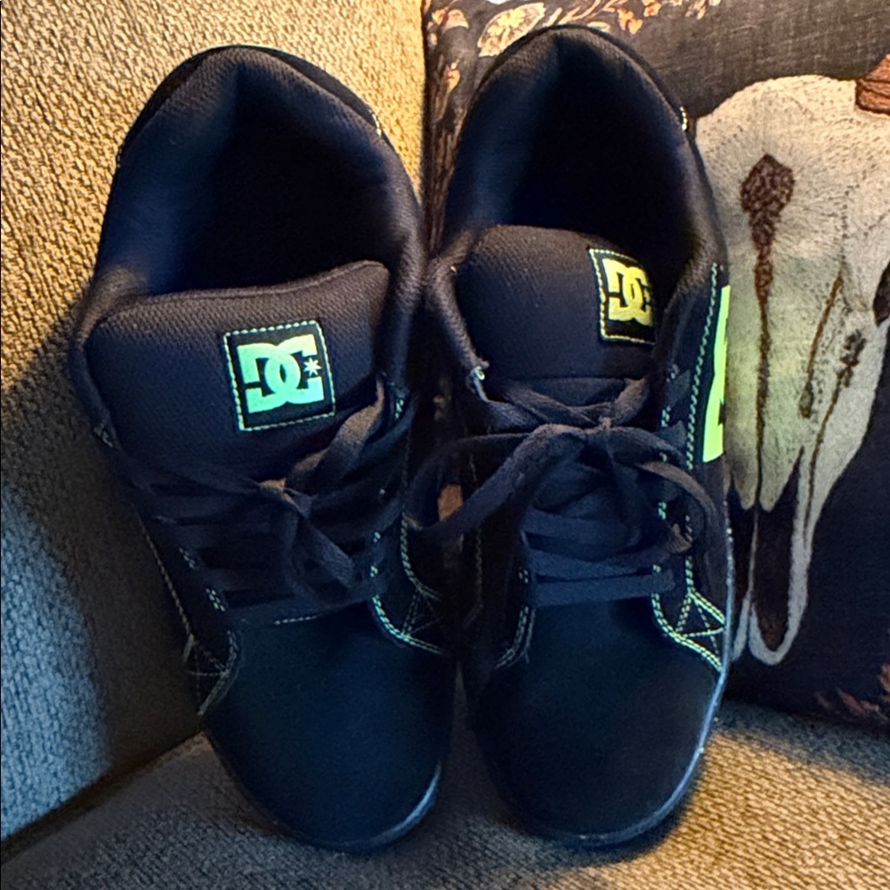 DC Black and Neon Green low top Skate Shoes